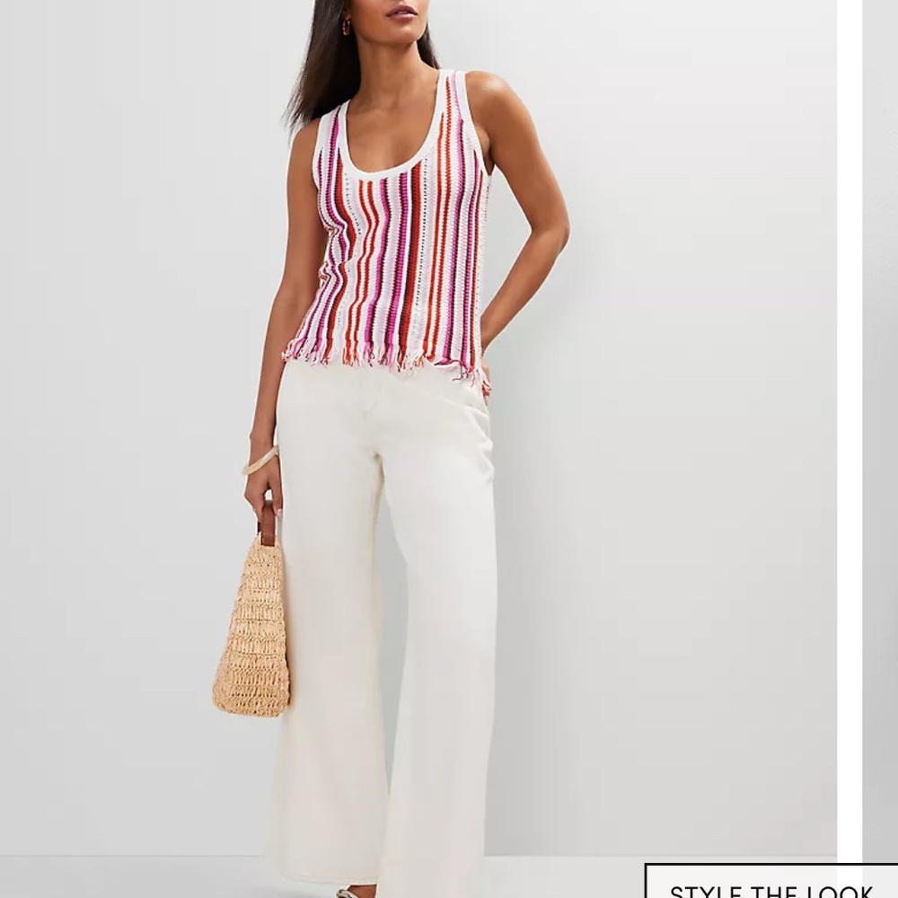 Ann Taylor Multicolor Striped Shell - Picture 3 of 4